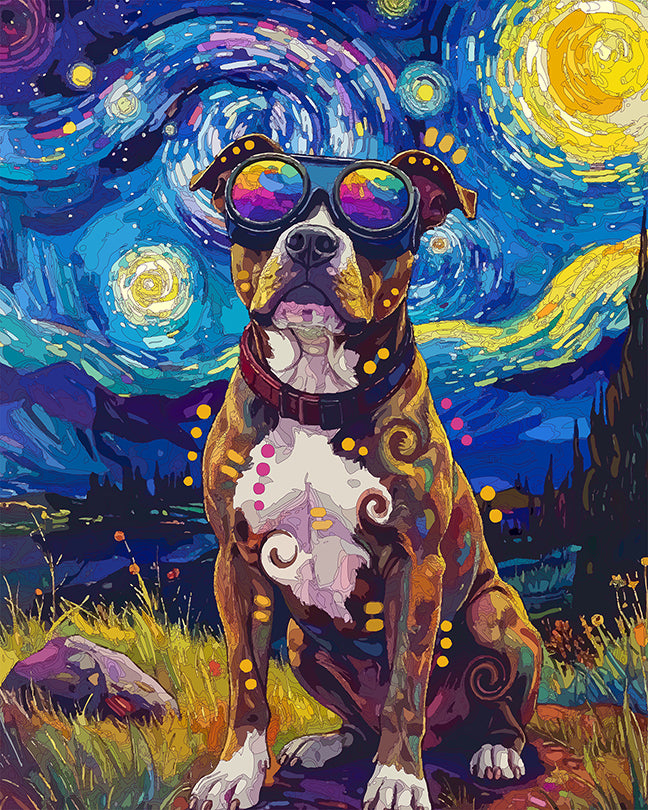The Starry Goggle Pittie Mini Print (Ltd. Edition) (051526)