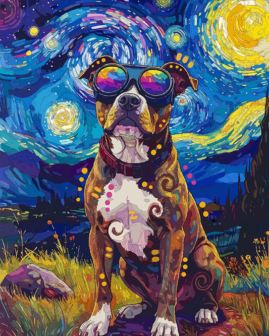 The Starry Goggle Pittie Mini Print (Ltd. Edition) (051526)