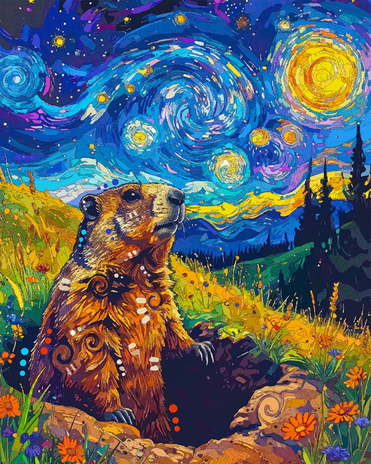 The Starry Groundhog Mini Print (Ltd. Edition) (051926)