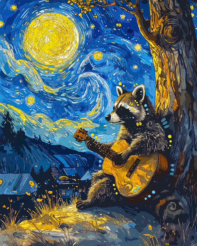 The Starry Guitar Raccoon Mini Print (Ltd. Edition) (071526)