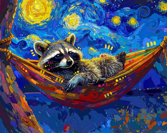 The Starry Hammock Raccoon Mini Print (Ltd. Edition) (040226)