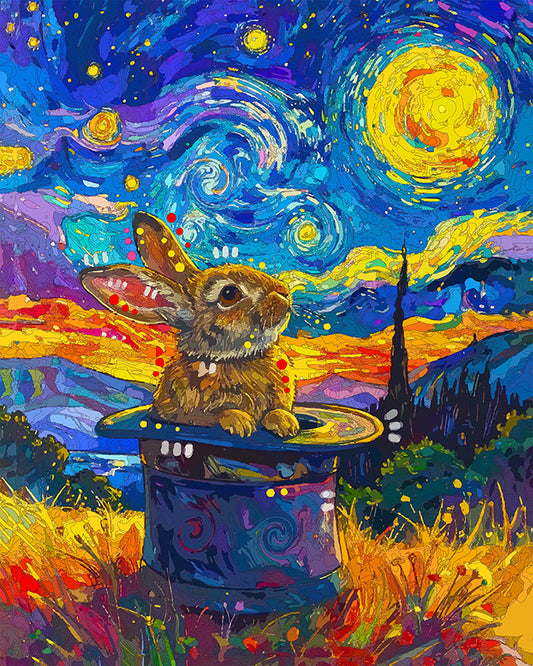 The Starry Hat Rabbit Mini Print (Ltd. Edition) (042426)