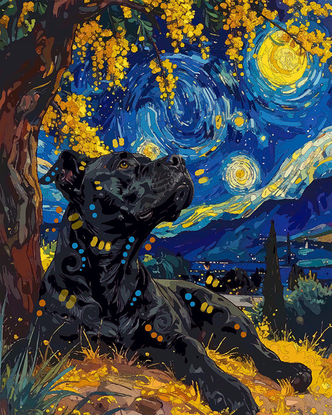 The Starry Mimosa Tree Pittie Mini Print (Ltd. Edition) (081826)