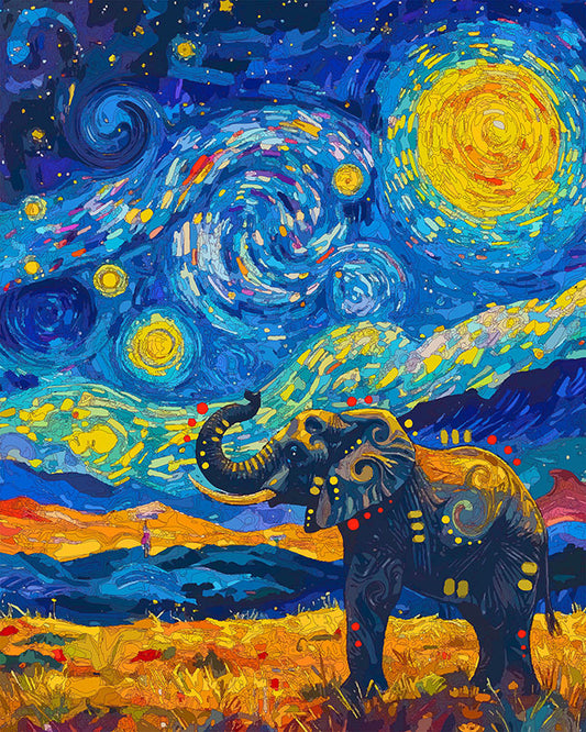 The Starry Night Elephant Mini Print (Ltd. Edition) (022626)
