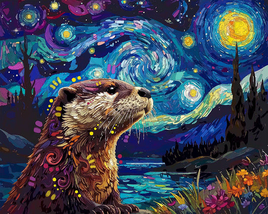 The Starry Night Otter Mini Print (Ltd. Edition) (012826)