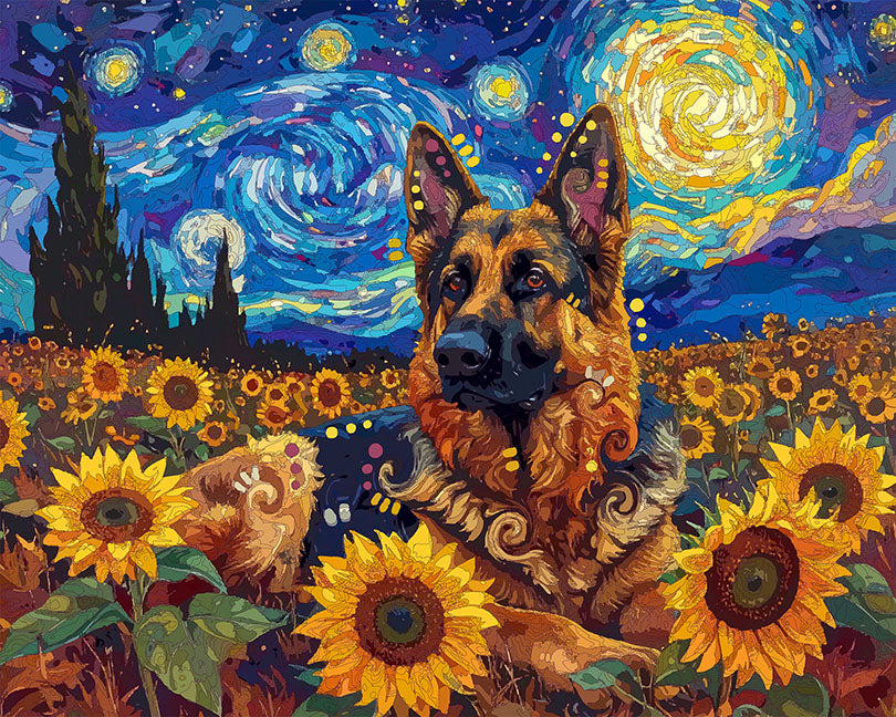 The Starry Night Sunflower Shep Mini Print (Ltd. Edition) (021926)