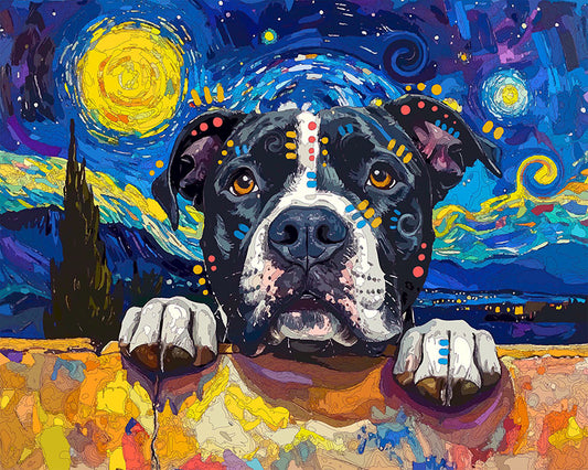 The Starry Night Wall Pittie Mini Print (Ltd. Edition) (032426)