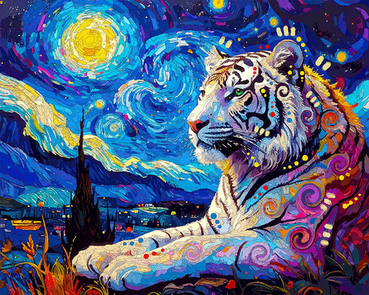 The Starry Night White Tiger Mini Print (Ltd. Edition) (040326)
