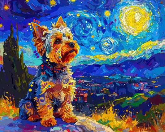 The Starry Night Yorkie Mini Print (Ltd. Edition) (032726)