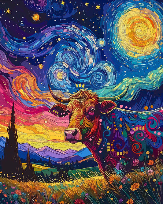 The Starry Pasture Cow Mini Print (Ltd. Edition) (030226)