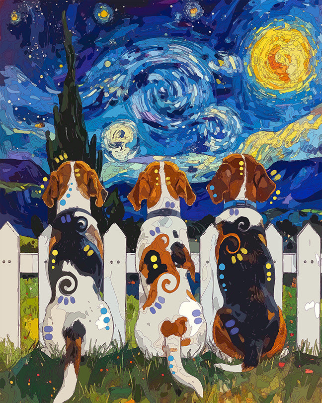 The Starry Picket Peeking Hounds Mini Print (Ltd. Edition) (072326)