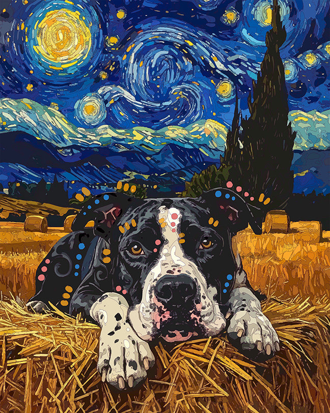 The Starry Polka Dot Hay Pittie Mini Print (Ltd. Edition) (081926)