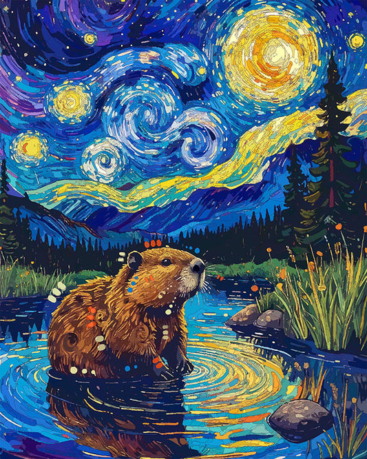 The Starry Reflection Beaver Mini Print (Ltd. Edition) (031926)