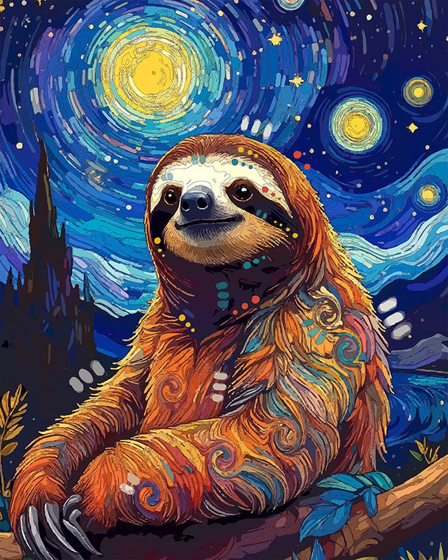 The Starry Sloth Pose Mini Print (Ltd. Edition) (022326)