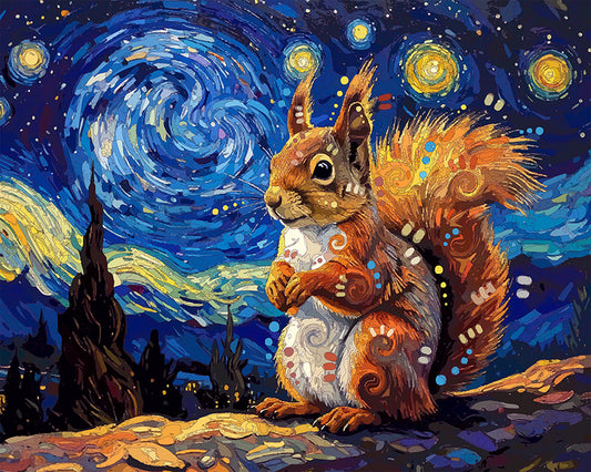 The Starry Squirrel Night Mini Print (Ltd. Edition) (021226)