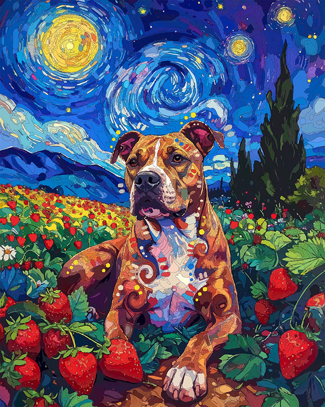 The Starry Strawberry Pittie Mini Print (Ltd. Edition) (062226)