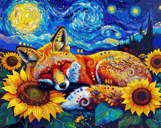 The Starry Sunflower Fox Mini Print (Ltd. Edition) (043026)