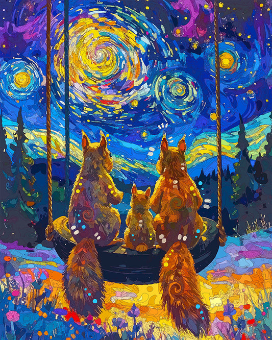 The Starry Tire Swing Squirrels Mini Print (Ltd. Edition) (052126)