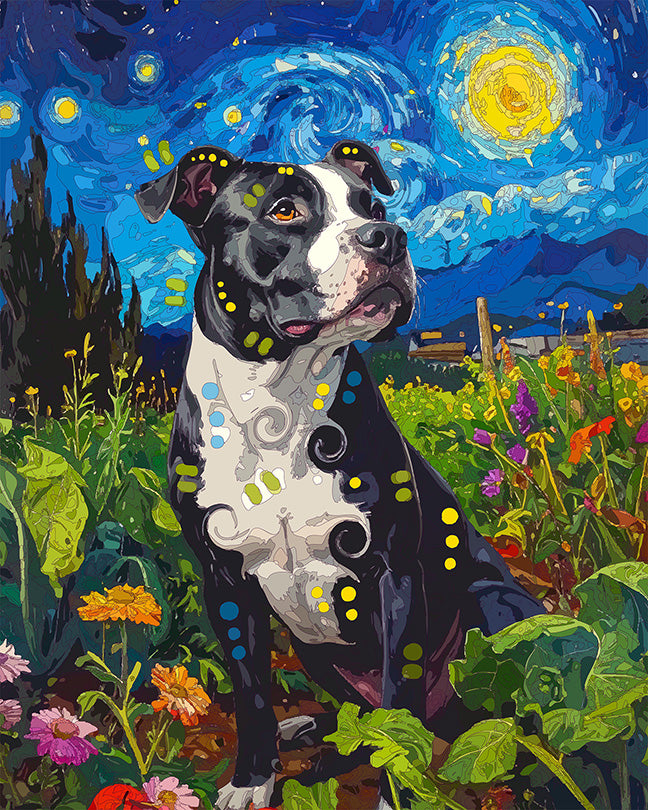 The Starry Veggie Garden Pittie Mini Print (Ltd. Edition) (080326)