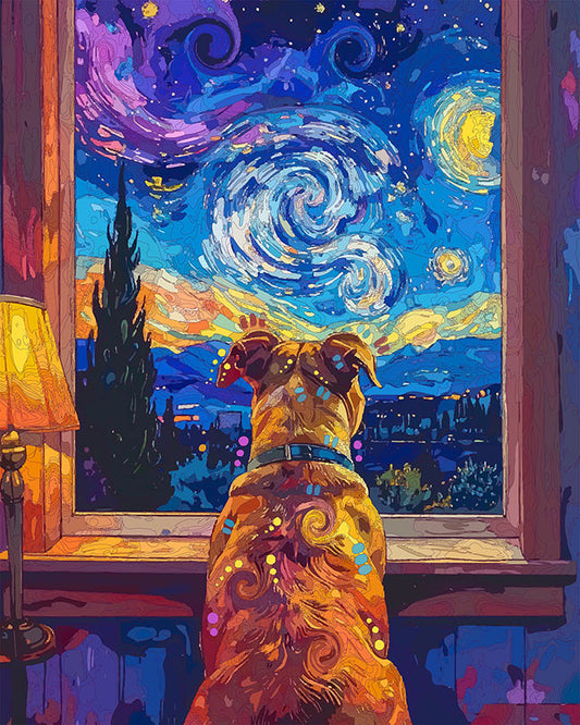 The Starry View Pittie Mini Print (Ltd. Edition) (011926)
