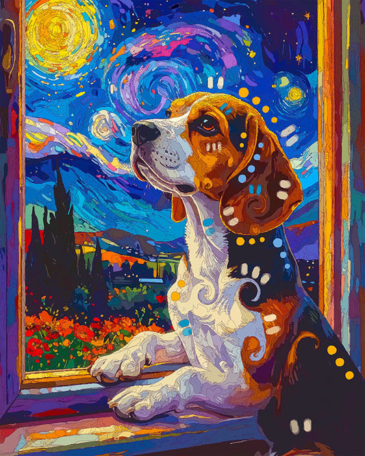 The Starry Window Beagle Mini Print (Ltd. Edition) (030226)