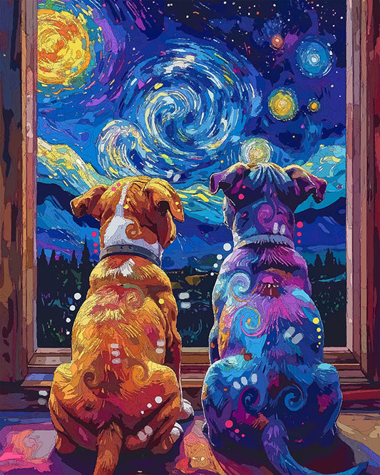 The Starry Window Pittie Pups Mini Print (Ltd. Edition) (012926)
