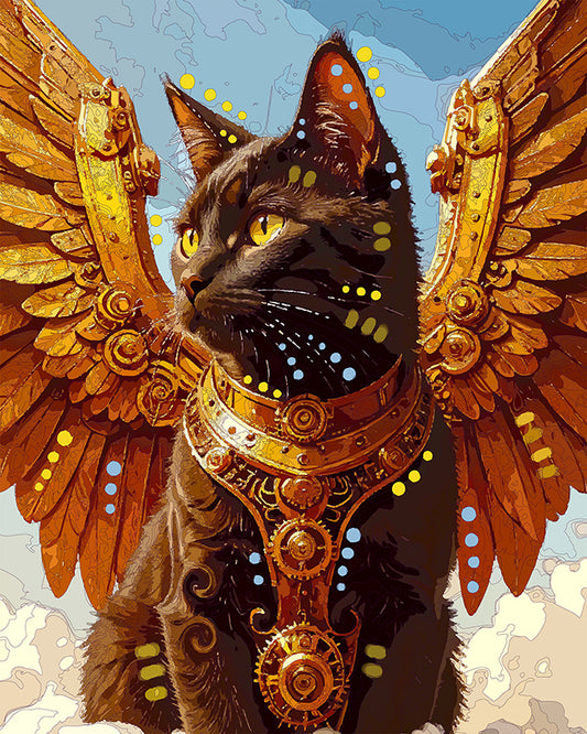 The Steampunk Angel Black Cat Mini Print (Ltd. Edition) (082725)