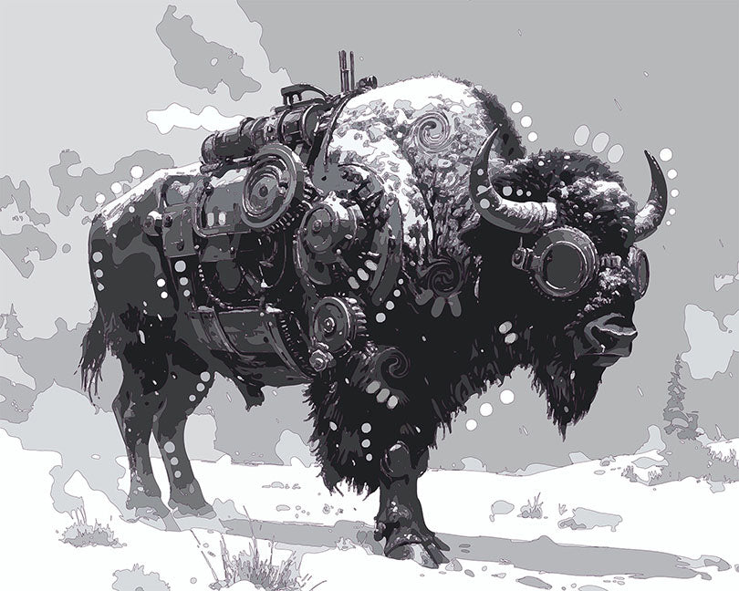 The Steampunk Blizzard Bison Mini Print (Ltd. Edition) (020626)
