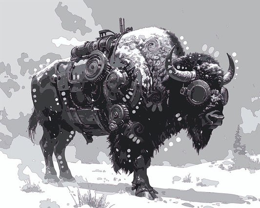 The Steampunk Blizzard Bison Mini Print (Ltd. Edition) (020626)
