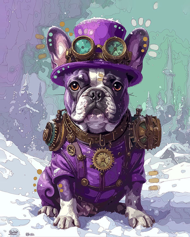 The Steampunk Blizzard Frenchie Mini Print (Ltd. Edition) (021026)
