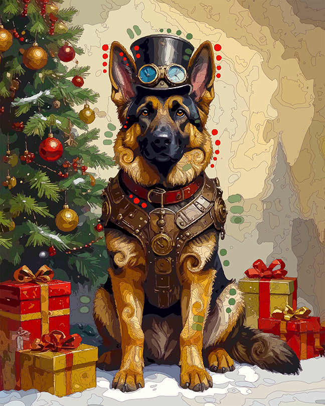 The Steampunk Christmas Shepherd Mini Print (Ltd. Edition) (112125)