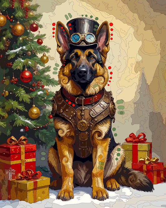 The Steampunk Christmas Shepherd Mini Print (Ltd. Edition) (112125)