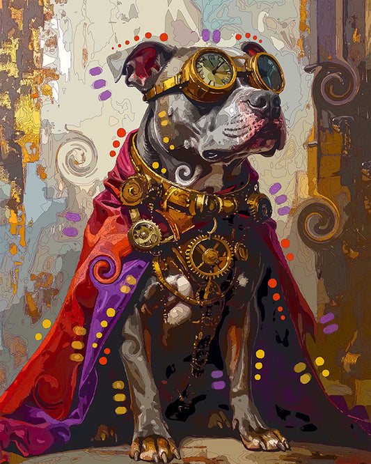 The Steampunk Crusader Pittie Mini Print (Ltd. Edition) (051926)