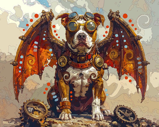 The Steampunk Dragon Pittie Mini Print (Ltd. Edition) (050126)