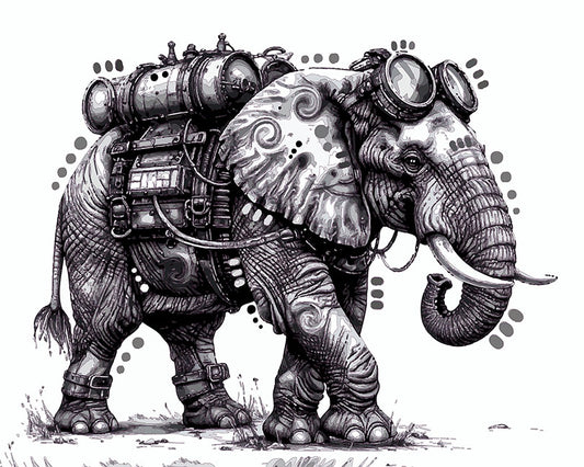 The Steampunk Elephant Journey Mini Print (Ltd. Edition) (022726)