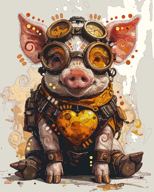 The Steampunk Heart Piglet Mini Print (Ltd. Edition) (010526)