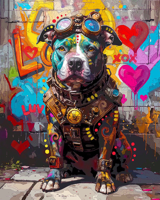 The Steampunk Love Wall Pittie Mini Print (Ltd. Edition) (030626)