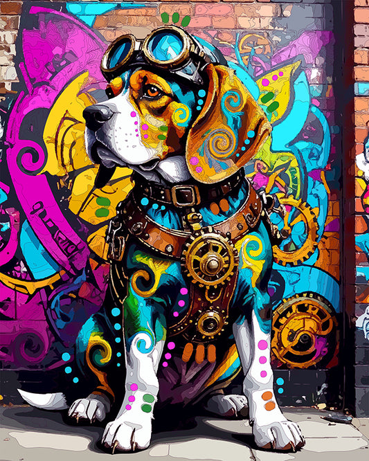 The Steampunk Mural Beagle Mini Print (Ltd. Edition) (052826)