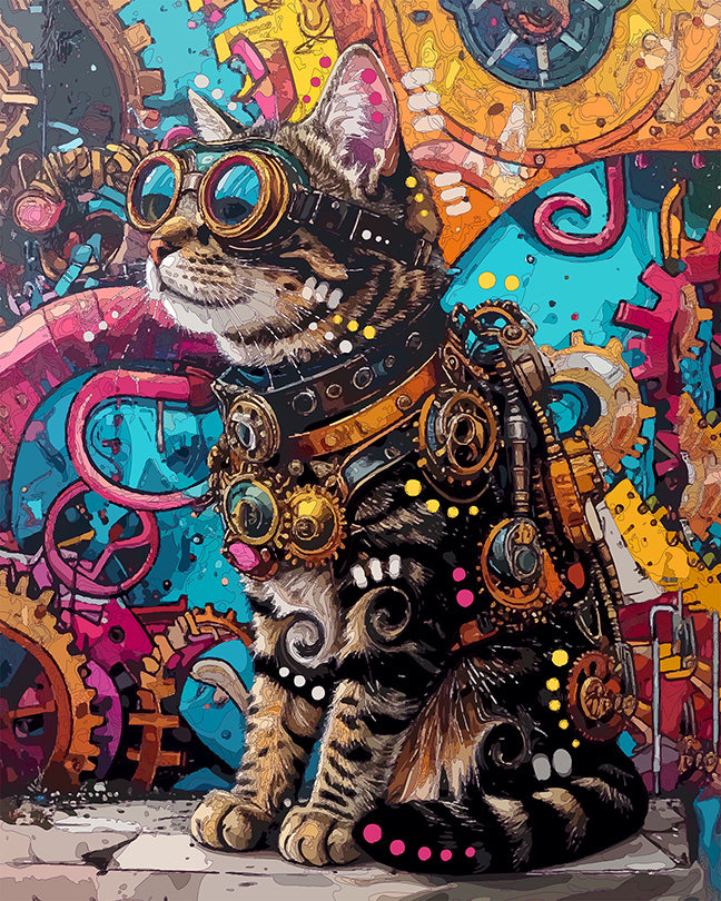 The Steampunk Mural Tabby Mini Print (Ltd. Edition) (052826)