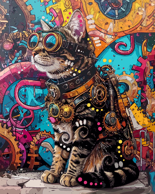 The Steampunk Mural Tabby Mini Print (Ltd. Edition) (052826)
