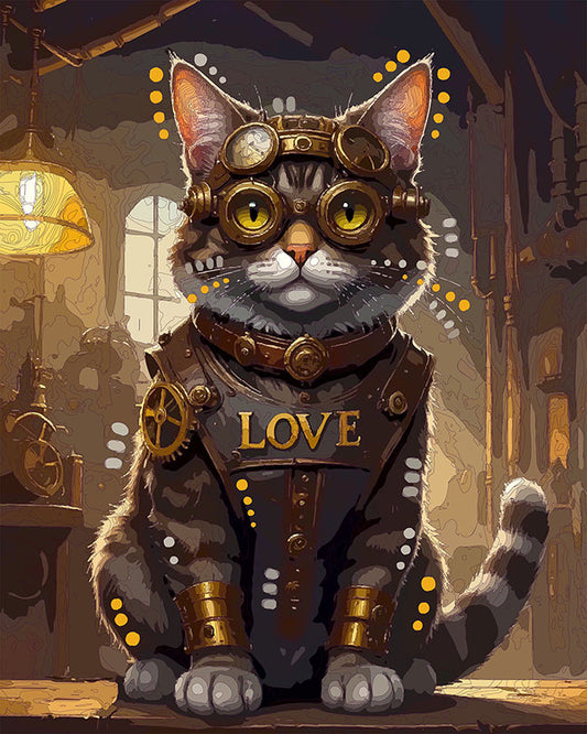 The Steampunk Of Love Cat Mini Print (Ltd. Edition) (041326)
