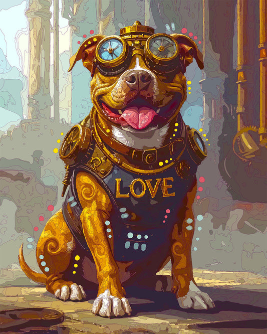 The Steampunk Of Love Pittie Mini Print (Ltd. Edition) (041326)