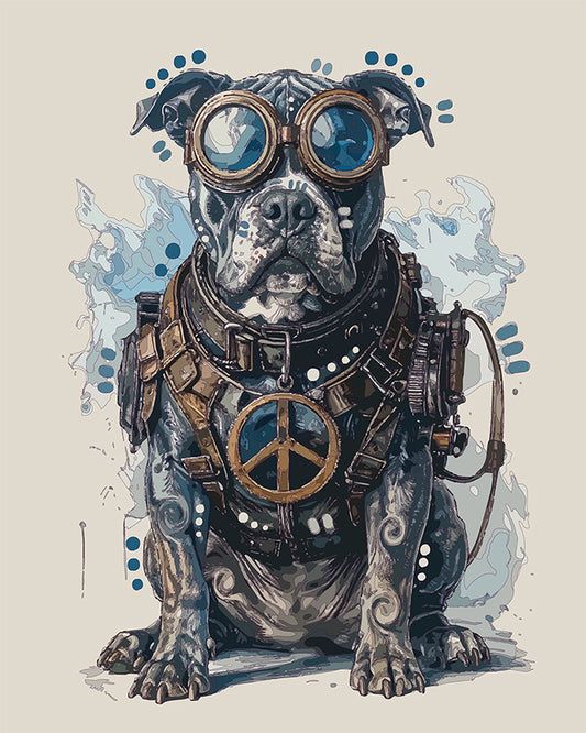 The Steampunk Peace Pittie Mini Print (Ltd. Edition) (122625)