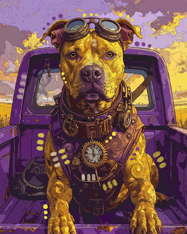 The Steampunk Pickup Pittie Mini Print (Ltd. Edition) (021826)