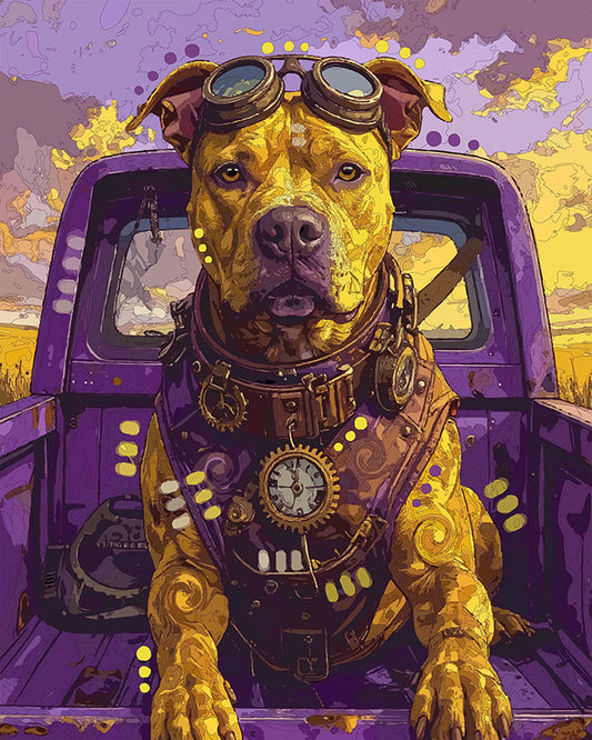 The Steampunk Pickup Pittie Mini Print (Ltd. Edition) (021826)
