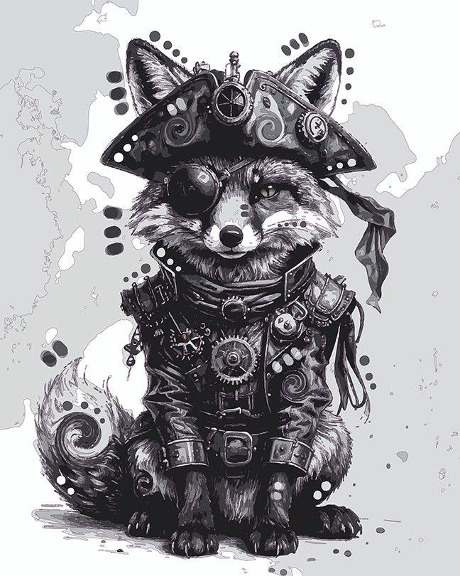 The Steampunk Pirate Fox Mini Print (Ltd. Edition) (061026)