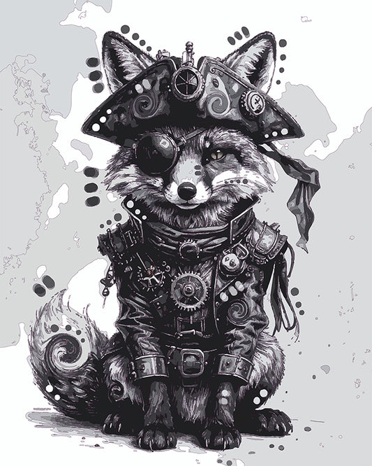 The Steampunk Pirate Fox Mini Print (Ltd. Edition) (061026)