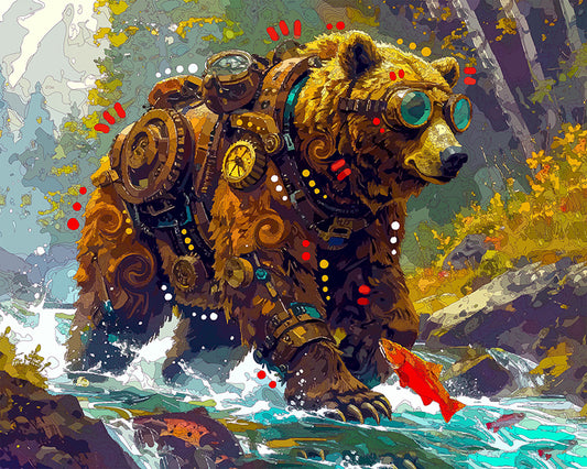 The Steampunk Salmon Hunter Mini Print (Ltd. Edition) (060126)