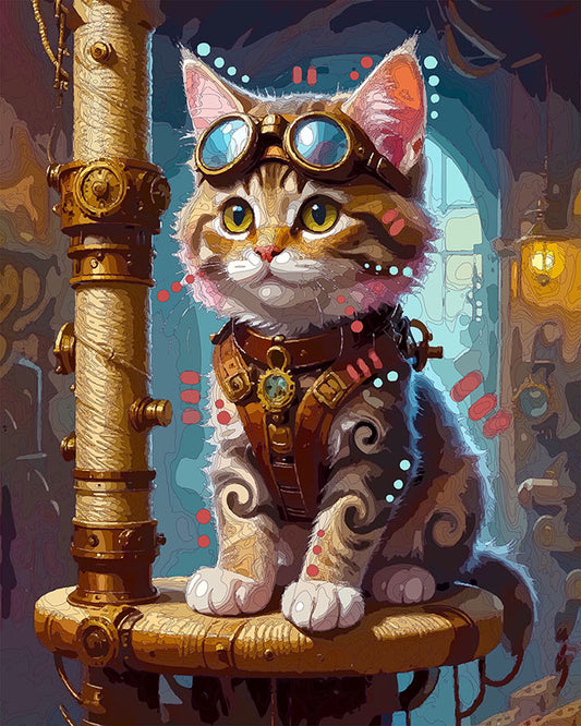 The Steampunk Scratch Post Kittie Mini Print (Ltd. Edition) (041426)