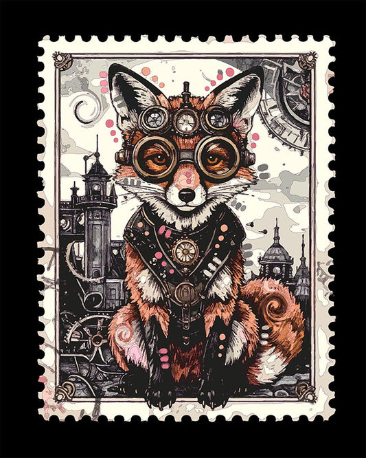The Steampunk Stamp Fox Mini Print (Ltd. Edition) (033026)